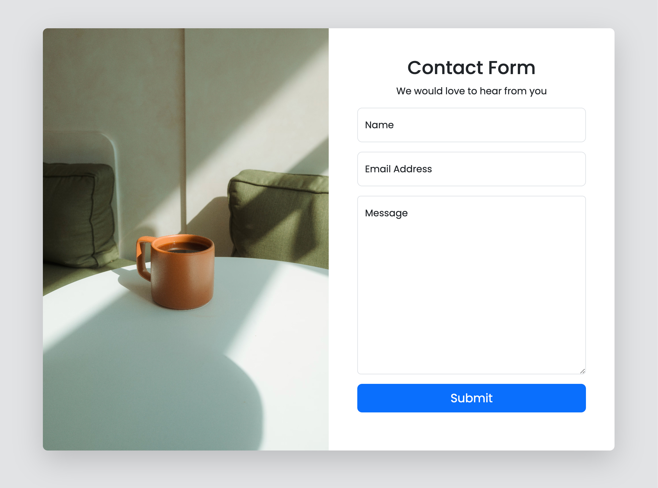 Bootstrap 5 Split Contact Form with Floating Labels