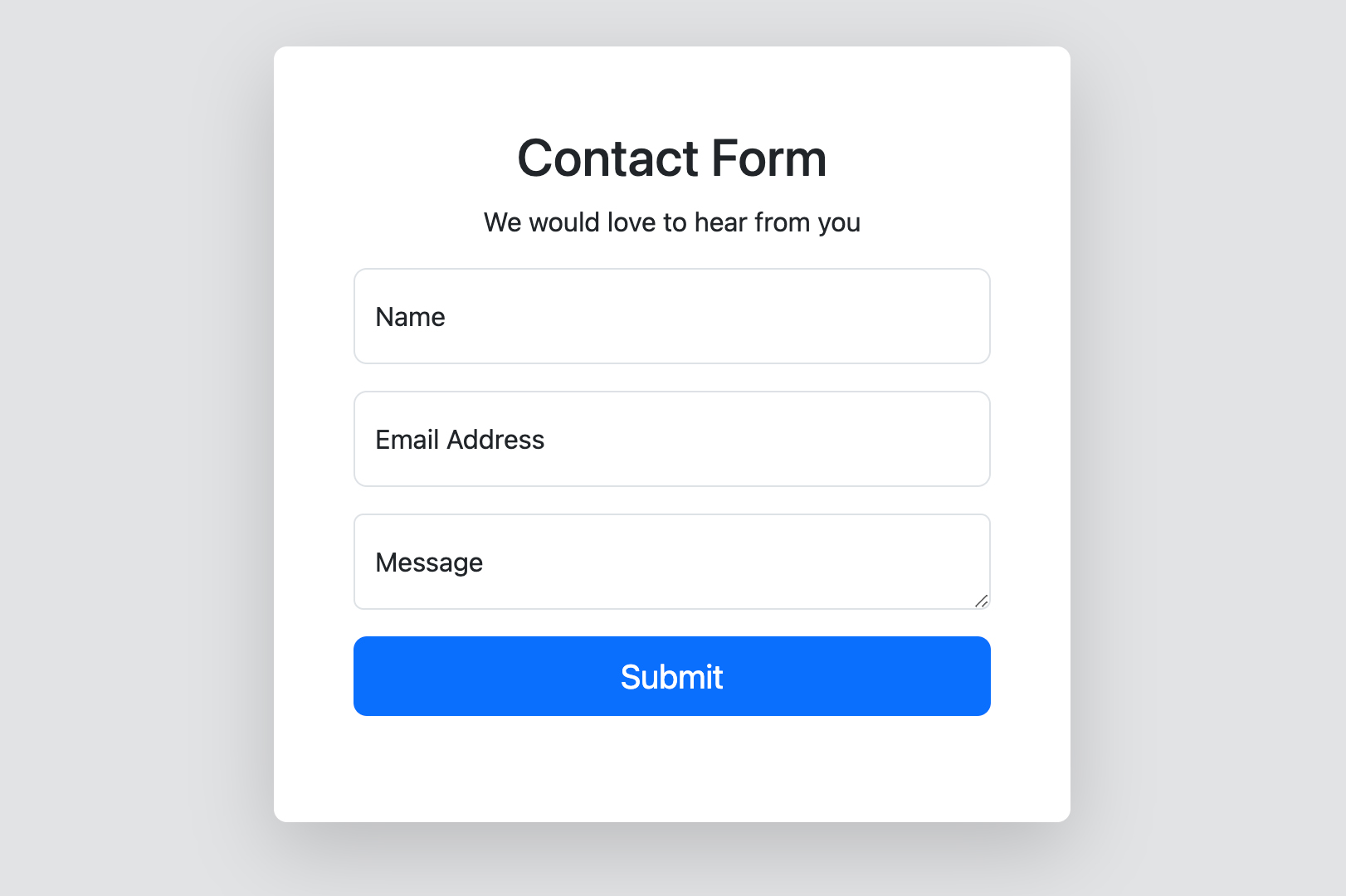 Bootstrap 5 Basic Contact Form preview